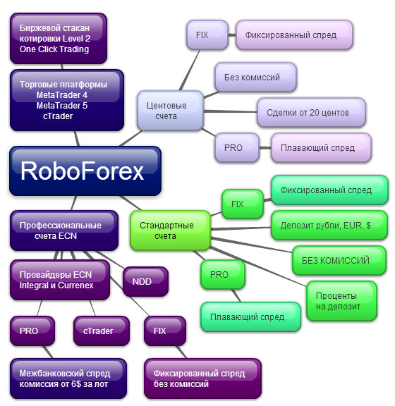 Типы счетов брокера RoboForex